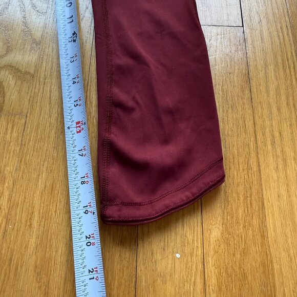 Lululemon Size 2 Deep Rouge Burgundy Body Con Crop Leggings Mesh Trim Yoga Pants - Picture 5 of 10